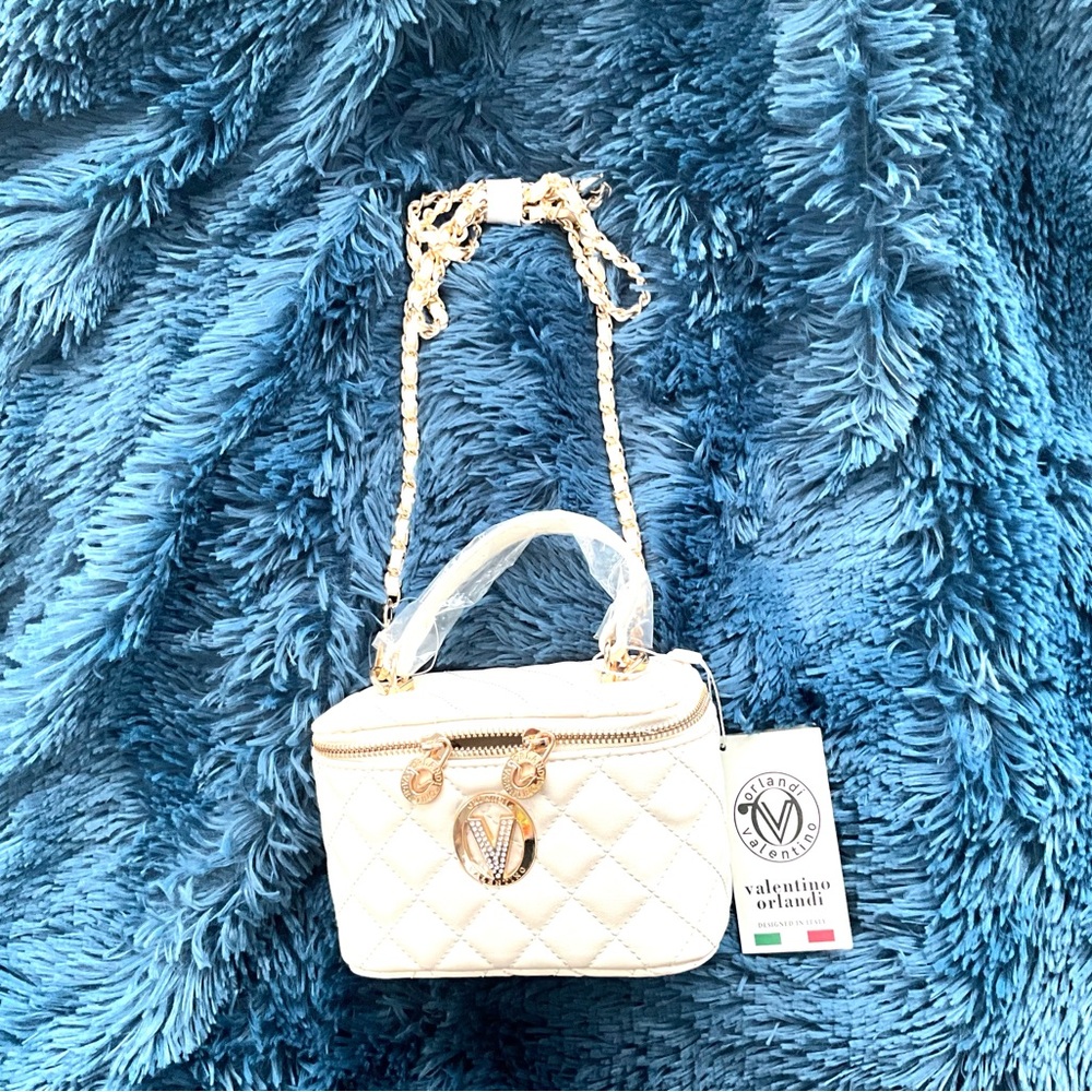 Valentino Orlandi White Quilted 7 by 5 Shoulder bag detachable strap Swarovski - Picture 8 of 8